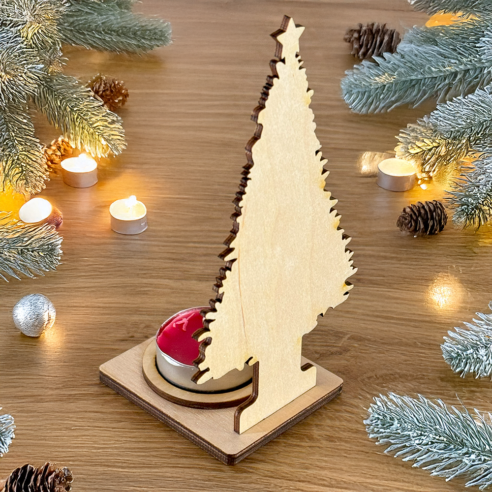 Teelichthalter in Weihnachtsbaumform 🎄 Personalisierte Festtagsdeko