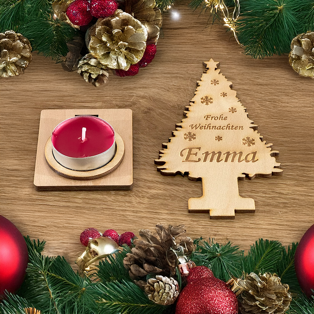 Teelichthalter in Weihnachtsbaumform 🎄 Personalisierte Festtagsdeko