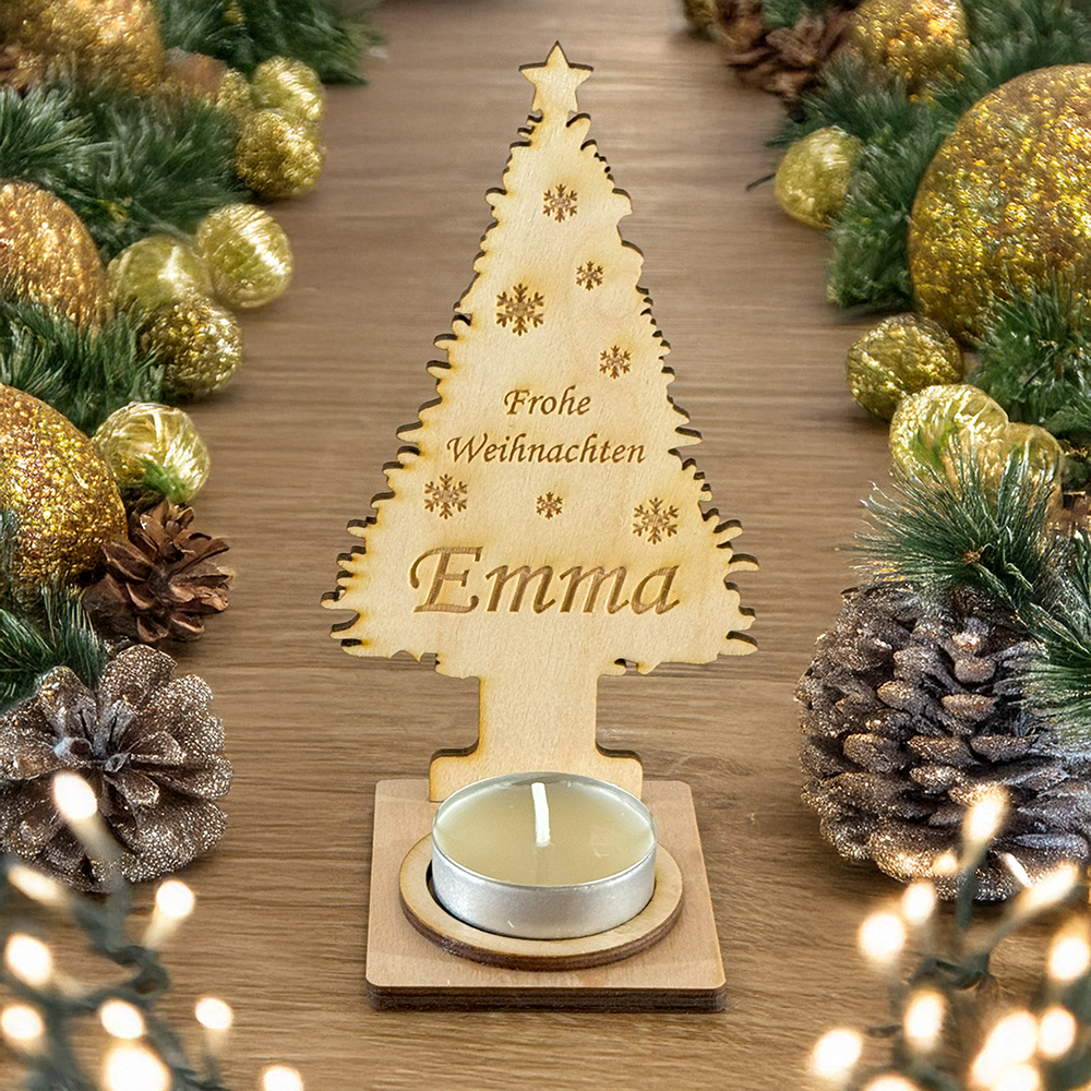 Teelichthalter in Weihnachtsbaumform 🎄 Personalisierte Festtagsdeko