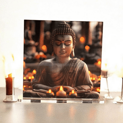 Acrylglasbild Aufsteller 🧘‍♂️ Buddha Statue - 150x150mm