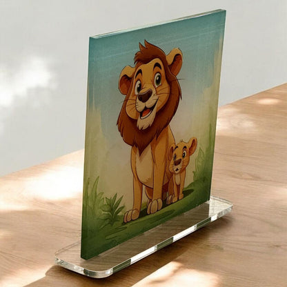 Acrylglasbild Aufsteller 🦁 Malerische Löwen - 150x150mm