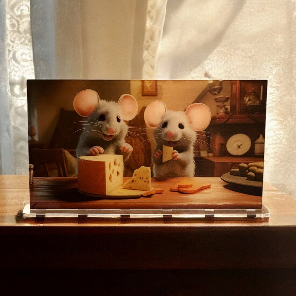 Acrylglasbild Aufsteller 🐭 Mäuse Küche - 365x205mm