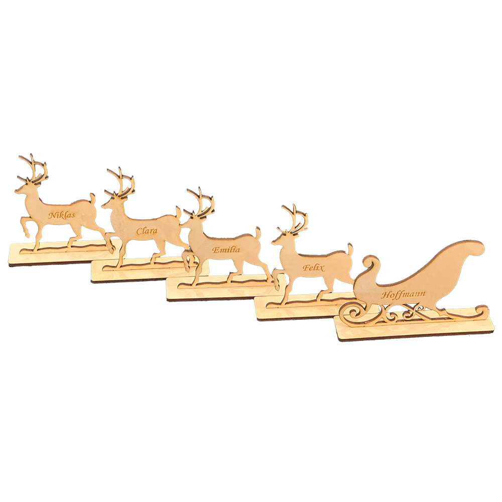 Rentier-Set mit Weihnachtsschlitten 🦌 Personalisierte Weihnachtsdekoration