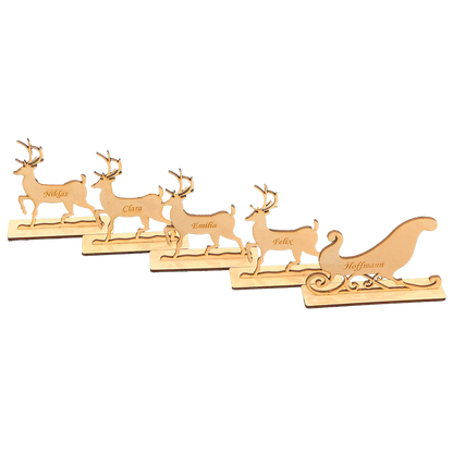 Rentier-Set mit Weihnachtsschlitten 🦌 Personalisierte Weihnachtsdekoration