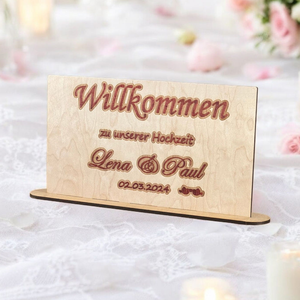 Elegantes Willkommensschild aus Birkensperrholz 🌿